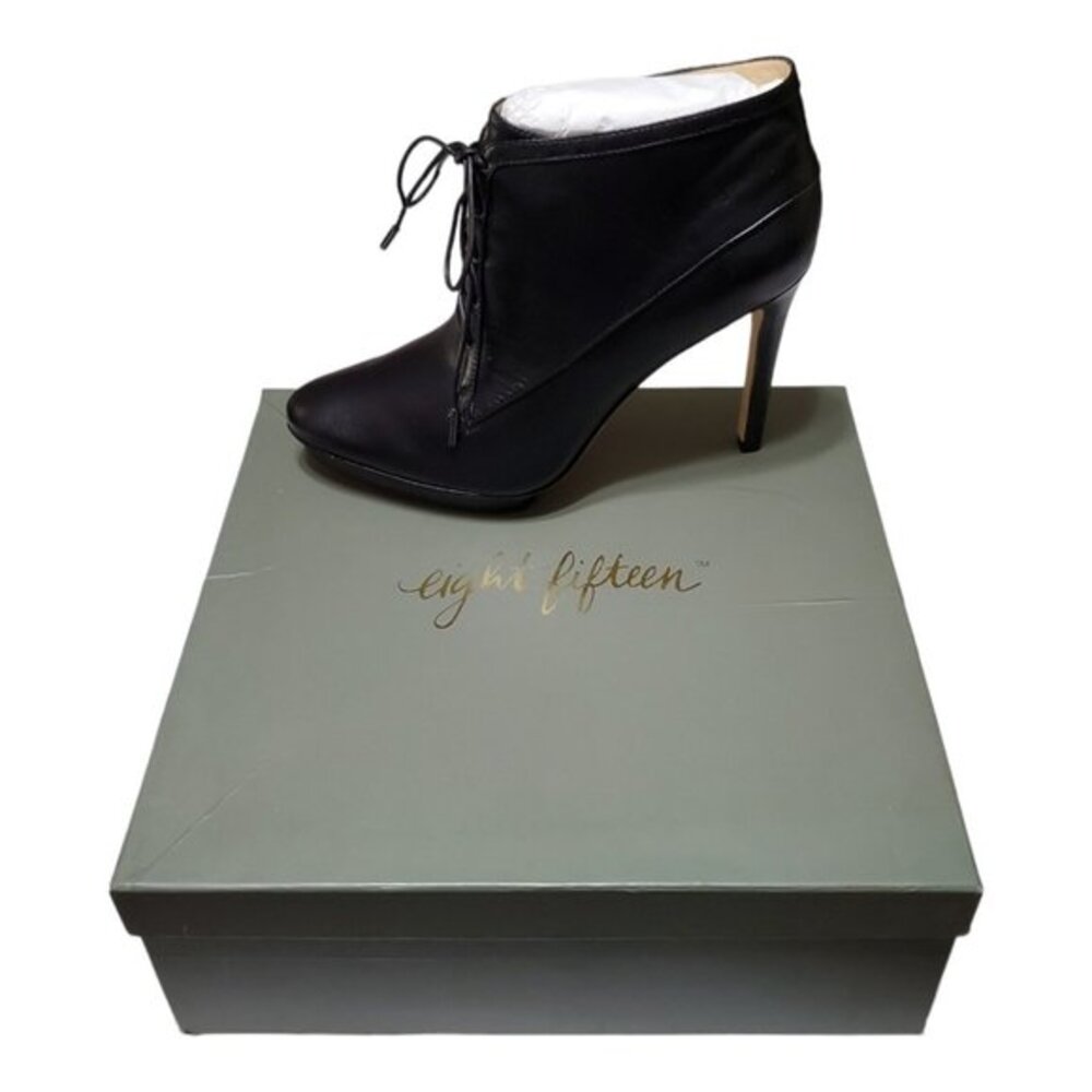 NEW Eight Fifteen Cale Lace Up Booties Platform Black Leather‎ 9.5 Anthropologie